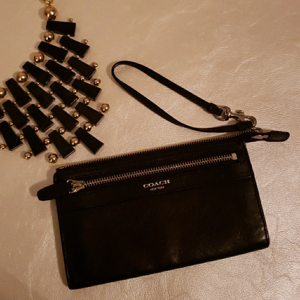 Leather Coach Wallet with handle.